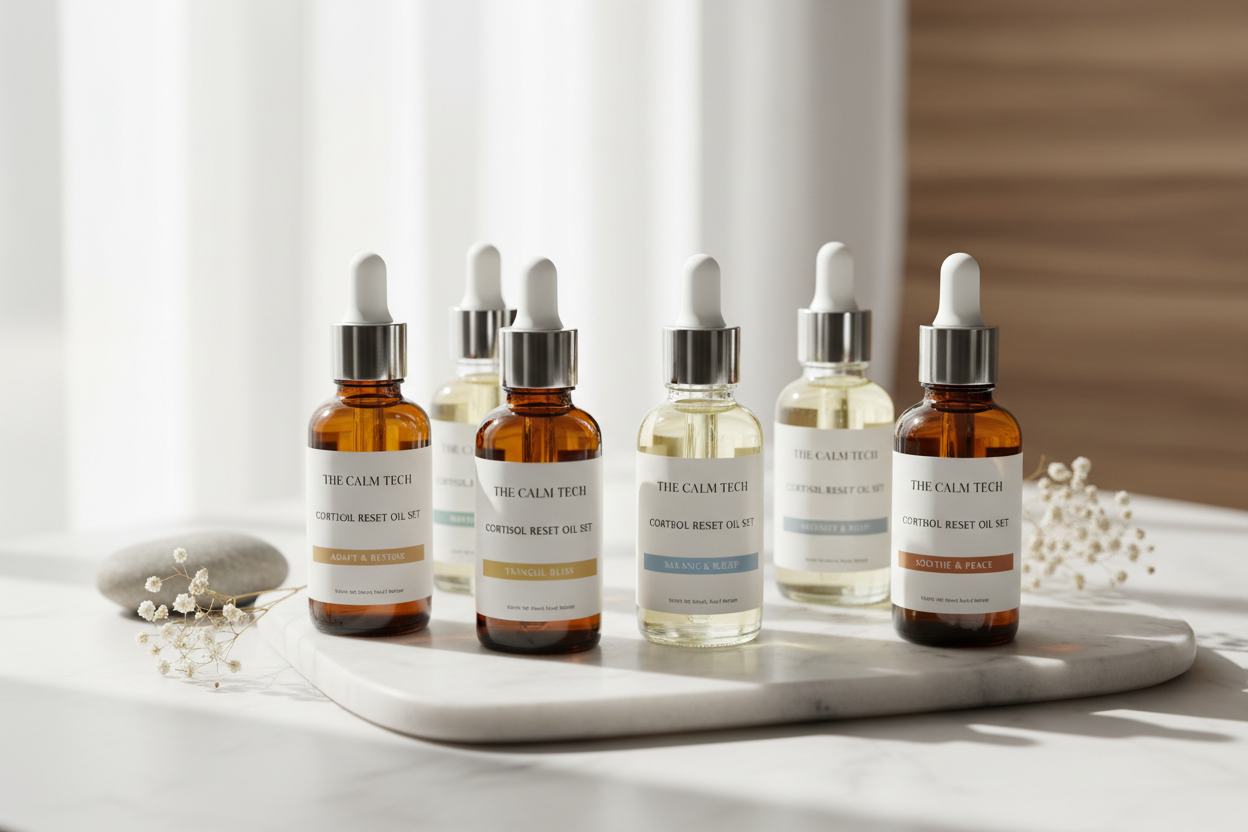 The Calm Tech Cortisol Reset Oil Set (6-Piece)